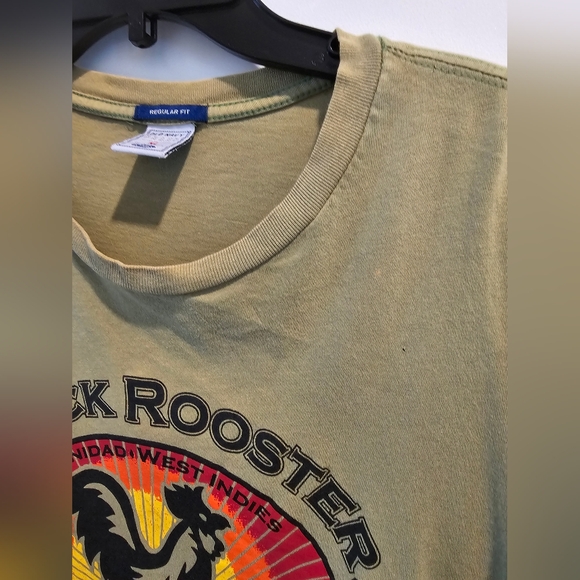 XL Big Black Rooster Cerveza Graphic T-Shirt Retro Y2K Green Distressed Thrashed - Picture 8 of 10
